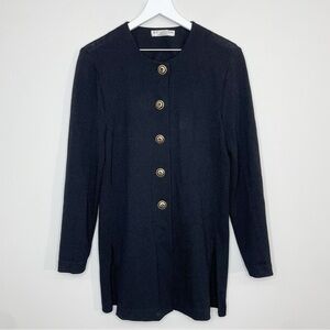 St.John Black Cardigan Sweater Gold Button Up Size Medium